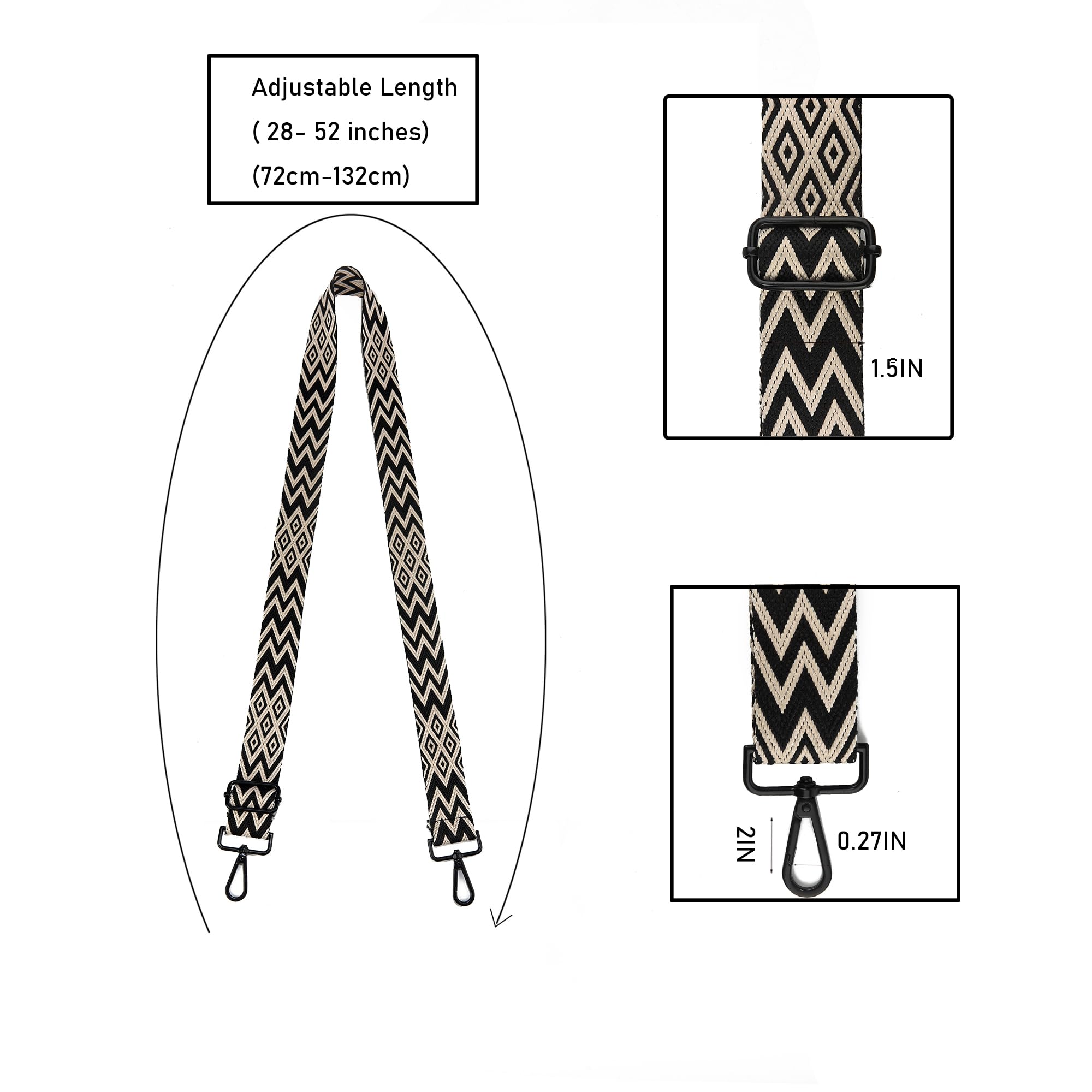 Silver Purse Strap with Hardware - Adjustable Crossbody Bag Strap for Women's Handbags | Perfect for Everyday Use, Travel & Shopping