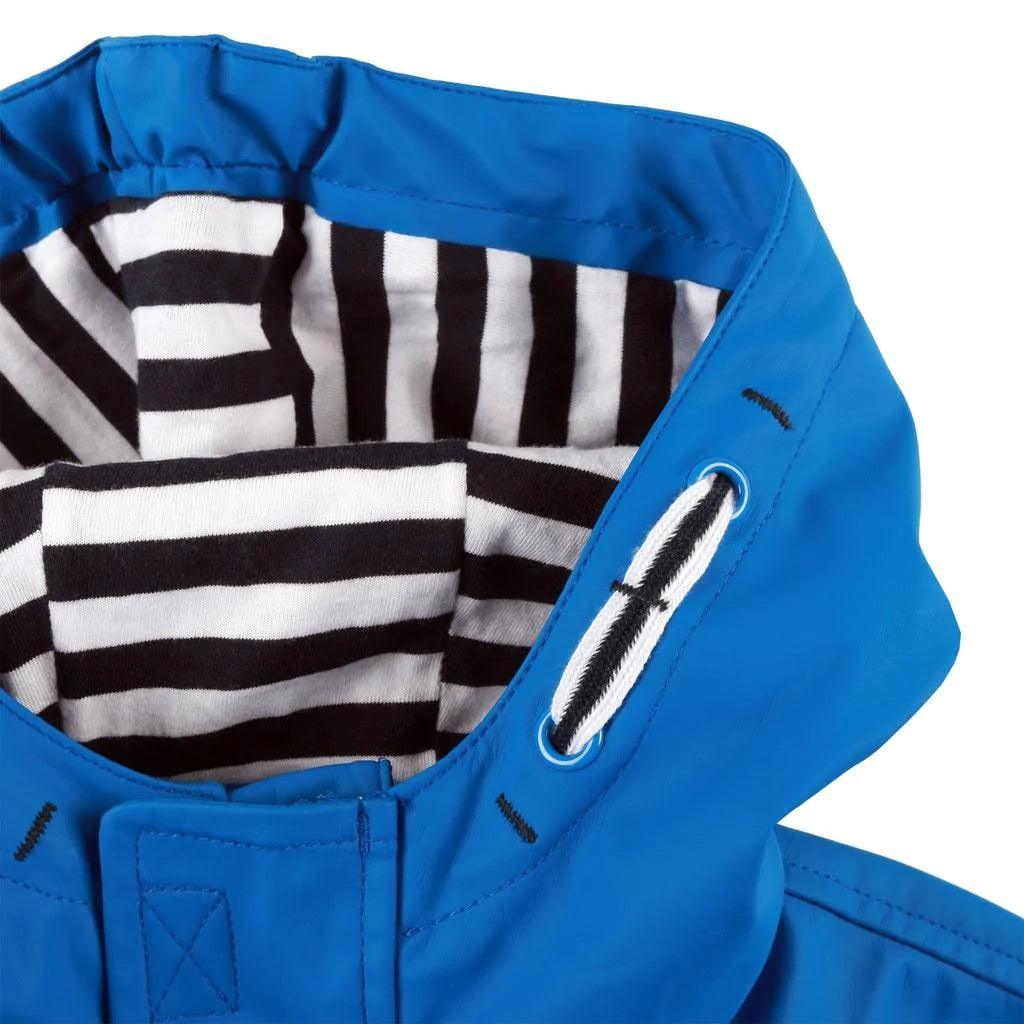 Conifere Blue Boys' Striped Raincoat - Waterproof Lightweight Jacket for Kids - Perfect for Outdoor Play, School & Rainy Day Adventures
