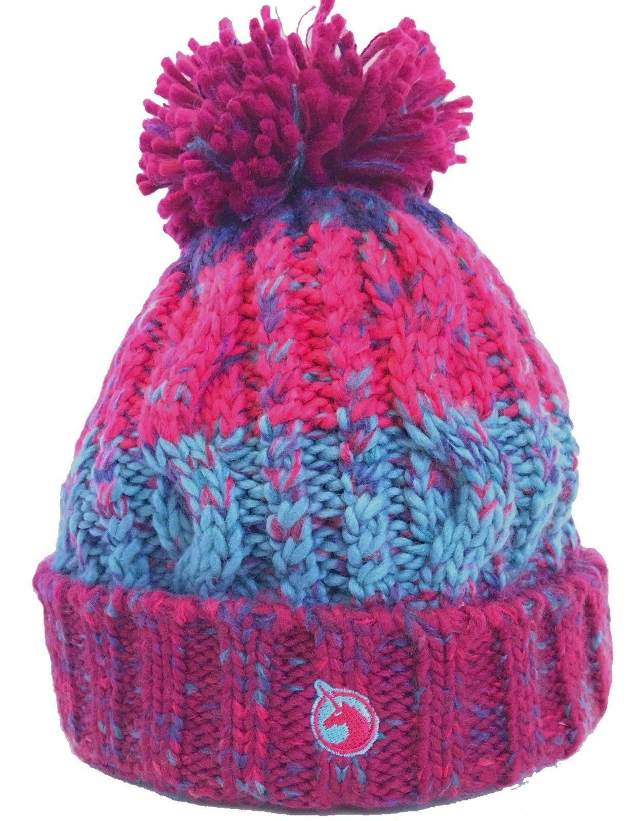 Unicorn Headband Corkscrew Acrylic Knitted Fleece Lined Pom Pom Beanie Hat for Women & Girls - Cute Winter Accessory for Christmas, Cosplay, and Outdoor Activities