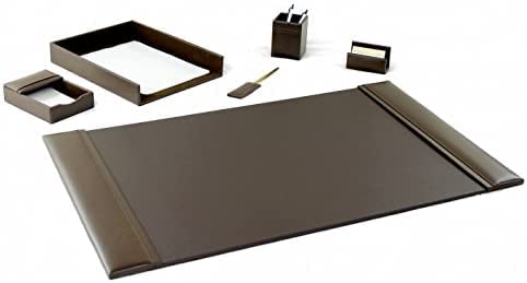 Premium Bonded Leather Desk Set - 6-Piece Office Organizer with 25.5