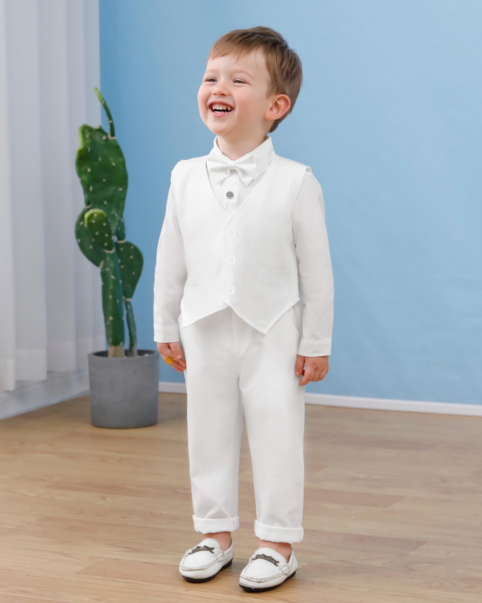 YUEMION Baby Boy Outfits - Gentleman Summer Short Sleeve Bowtie Bodysuit & Suspenders Shorts Set (3-24 Months) | Formal Wear for Infants, Photo Shoots & Special Occasions