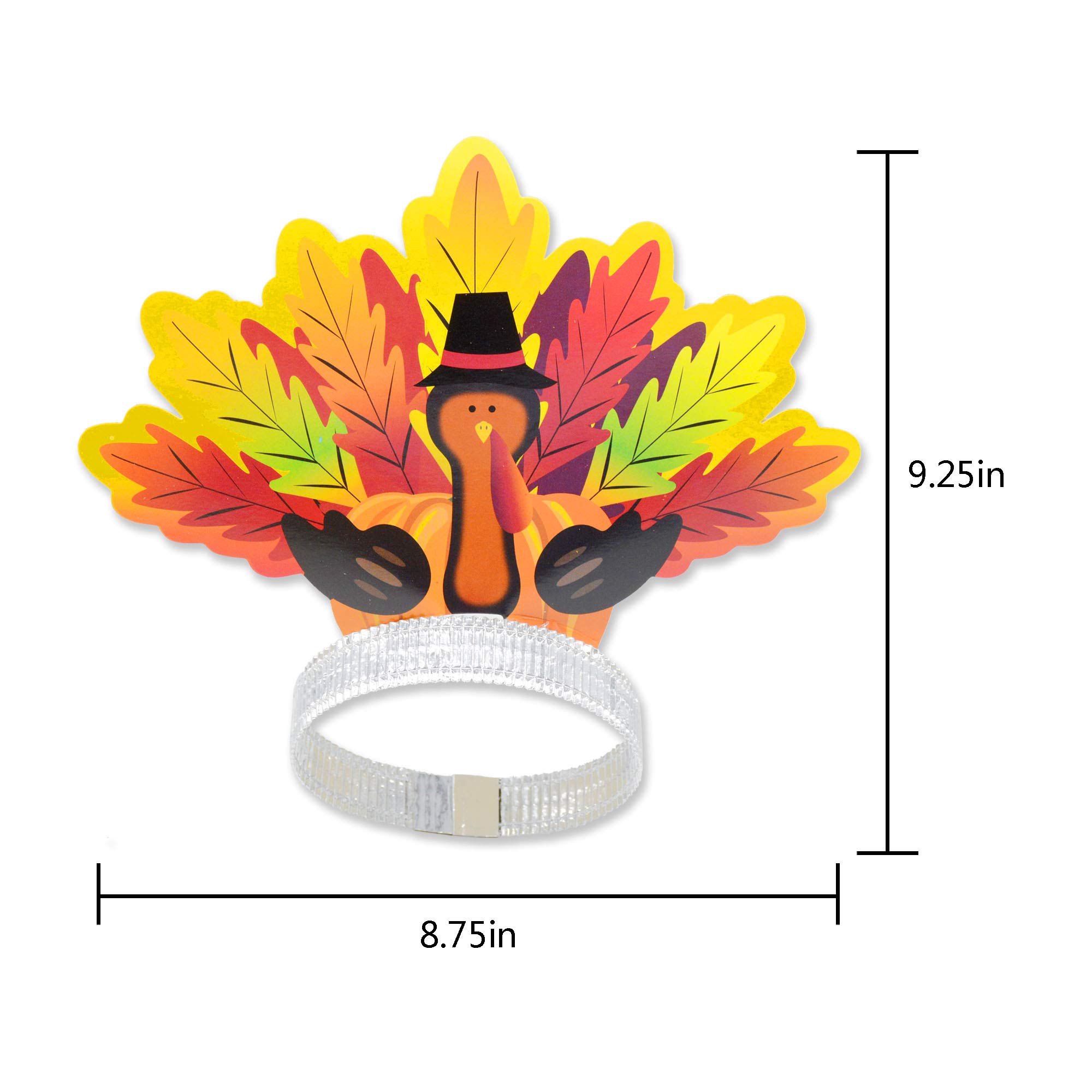Thanksgiving Turkey Headbands - 12 Pack Holiday Party Favors & Accessories for Thanksgiving Decorations, Turkey Trot Races & Family Gatherings