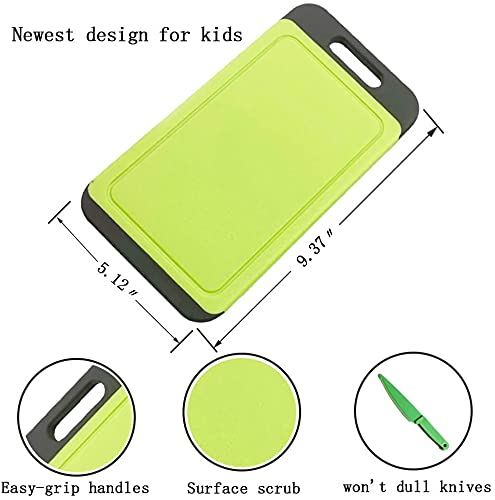 Non-Slip Mini Kitchen Cutting Board Mats - BPA Free, Dishwasher Safe with Juice Grooves - Thick Durable Chopping Boards with Easy Grip Handle (2 Pack) - Perfect for Meal Prep, Vegetables & Meat Cutting