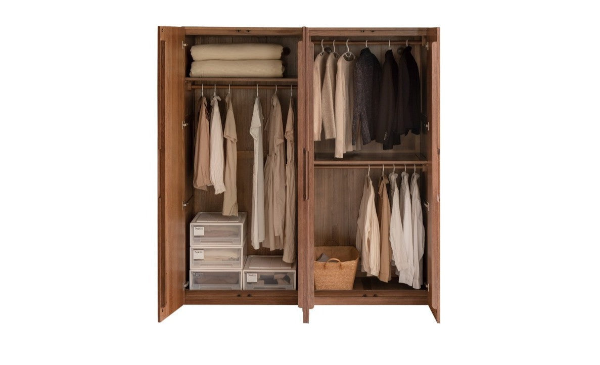 Solid Oak Wood Modern Wardrobe - Stylish & Durable Closet for Bedroom, Walk-In Closet, or Guest Room Storage