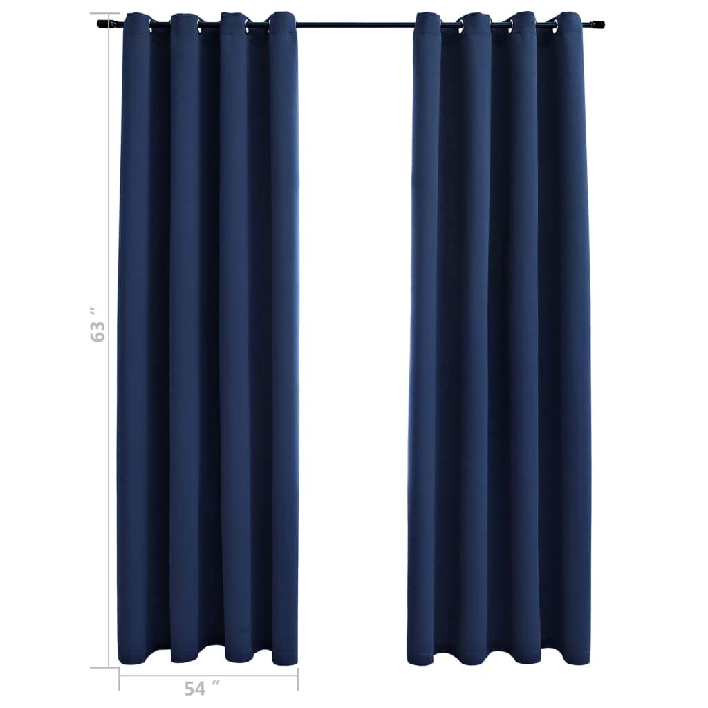 CHARMMA Blackout Curtains with Rings - 2 Panels Navy Blue 54x63 Inches Thermal Insulated Room Darkening Drapes for Bedroom & Living Room (1.43kg Fabric Weight) - Perfect for Home Theater, Shift Workers and Light Sleepers