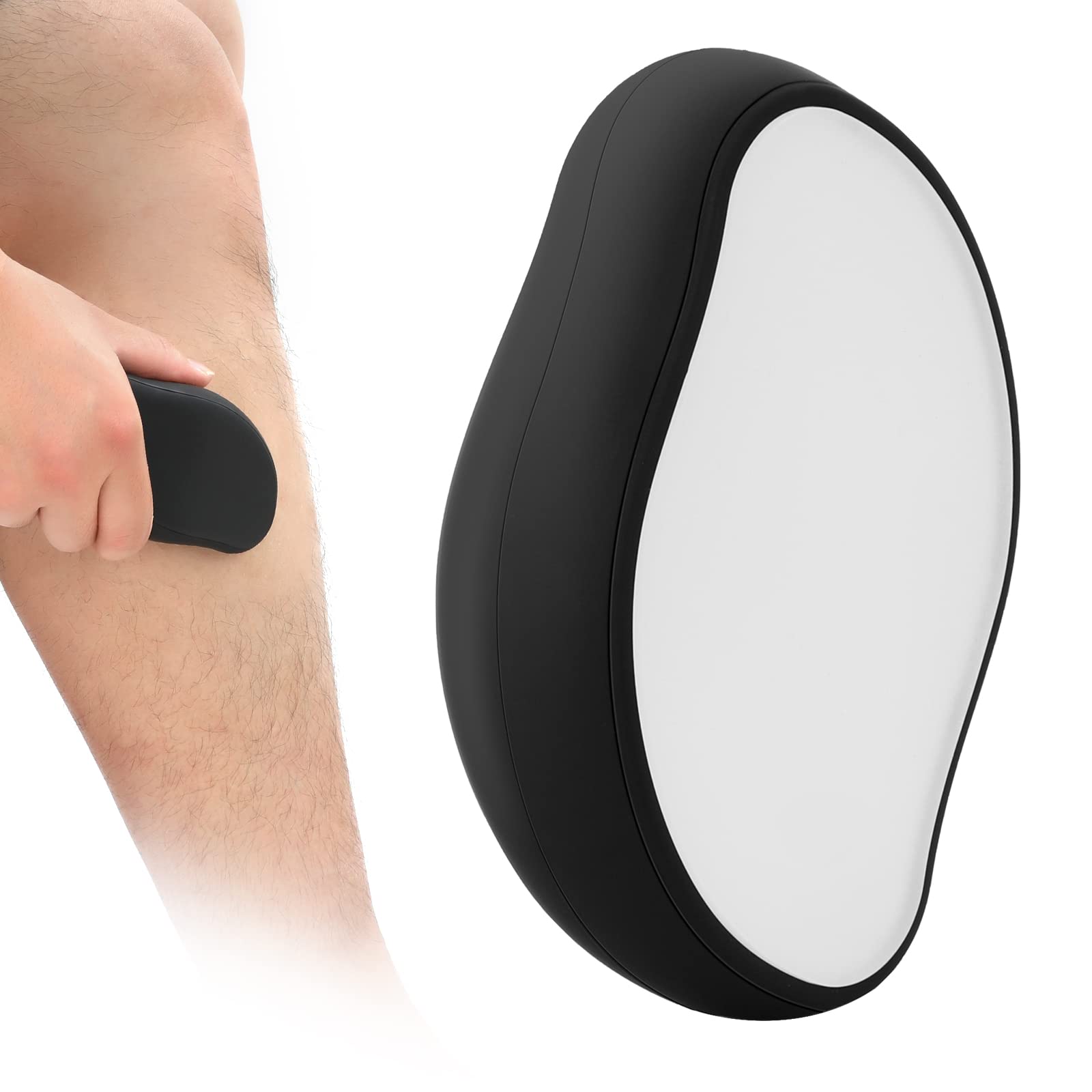 Crystal Hair Eraser for Women & Men - Painless Hair Removal & Exfoliation Tool | Razorless Shaver for Arms & Legs | Matt Black Finish | Perfect for Smooth Skin at Home, Travel & Salon Use