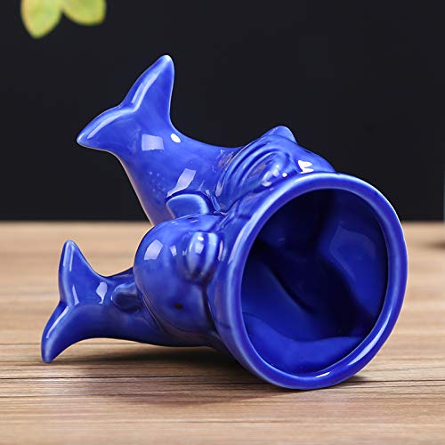 Creative Cartoon Dolphin Ceramic Flower Pot - Succulent Planters & Cute Home Decor Vase (Blue) for Indoor Plants, Office Desk & Gift Ideas