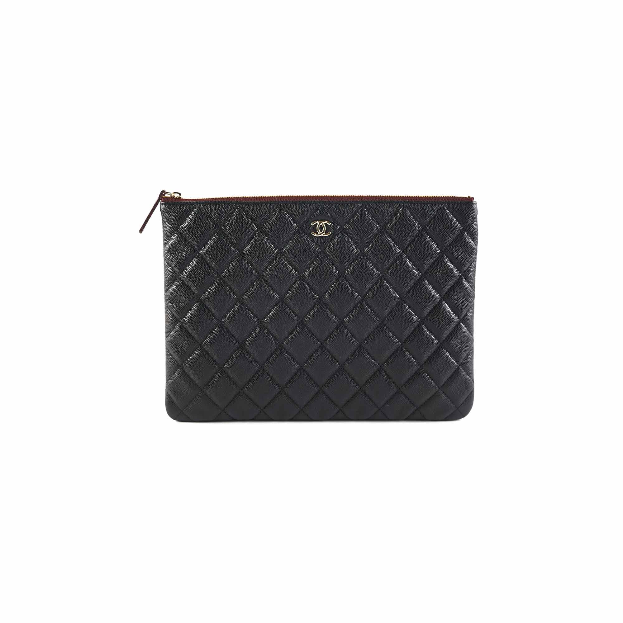 Chanel Medium O Case Pouch Clutch Bag in Black Caviar Leather - Perfect for Evening Events, Parties & Special Occasions