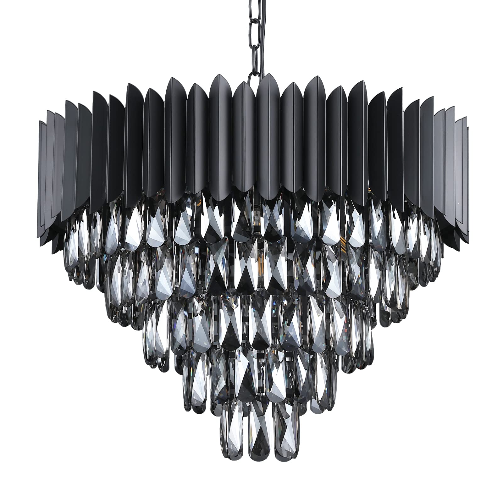 Modern Black Crystal Chandelier - 24