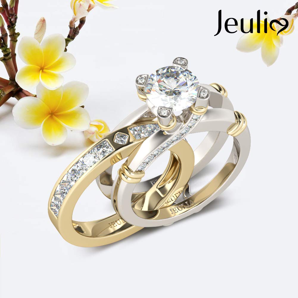 Jeulia Diamond Band Rings for Women - Sterling Silver CZ Interchangeable Ring Sets, Wedding, Engagement, Anniversary, Promise, Bridal Jewelry - Perfect for Proposals, Bridal Parties, and Special Occasions