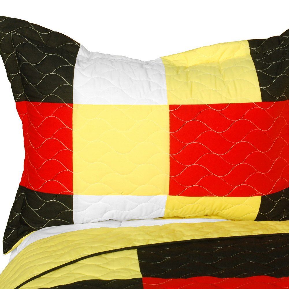Rattlebush Vermicelli-Quilted Patchwork Plaid Quilt Set - Full/Queen Size Soft Bedding for Cozy Winter Nights & Farmhouse Bedroom Decor