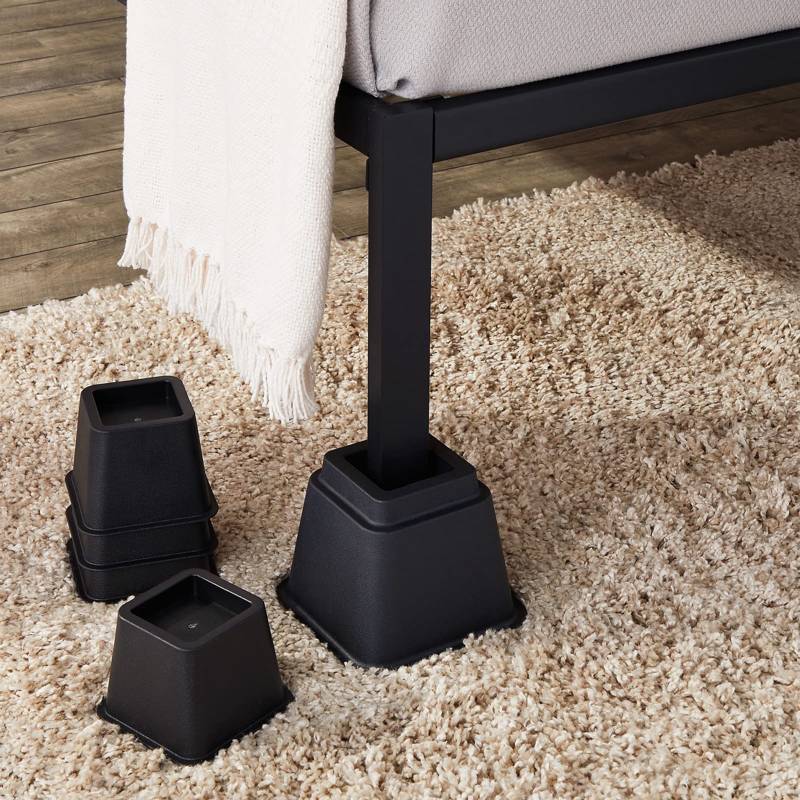Juvale 8-Pack Heavy Duty Adjustable Bed Risers - 3, 5, 8 Inch Height Options for Platform Beds & Furniture, Supports 1100 lbs (500kg) - Perfect for Dorm Rooms, Home Storage & Raising Furniture for Cleaning