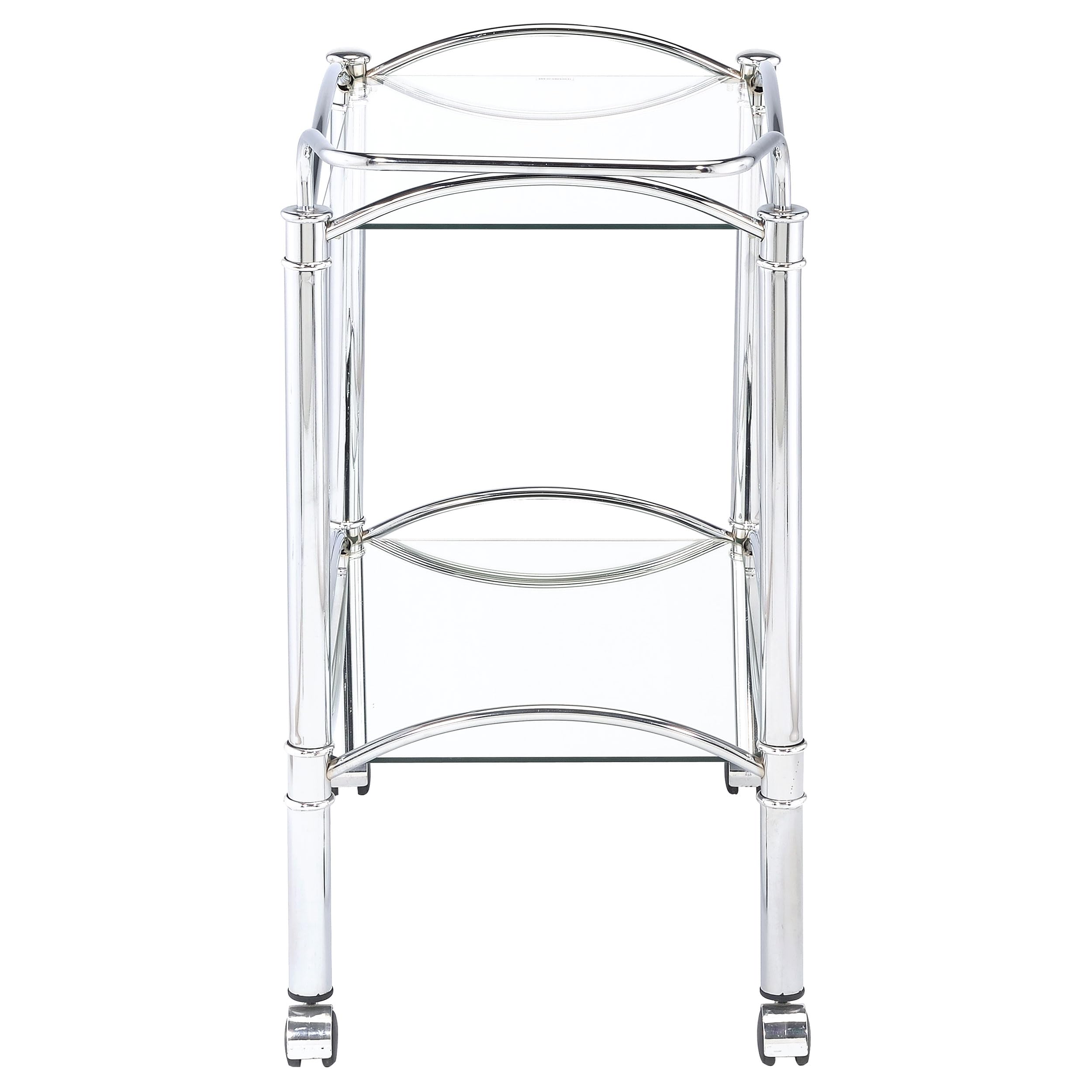 Coaster Furniture Serving Cart with Mirrored Bottom Shelf & Chrome Casters - Mobile Bar Cart for Living Room, Kitchen & Dining Room - Perfect for Entertaining & Storage