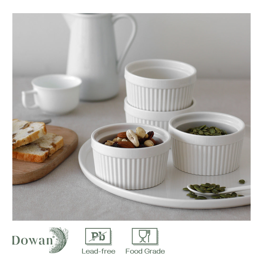 6-Piece 8Oz Porcelain Ramekins Set - Oven Safe Baking Dishes for Crème Brûlée, Soufflés & Desserts - Perfect for Home Baking & Restaurant Use