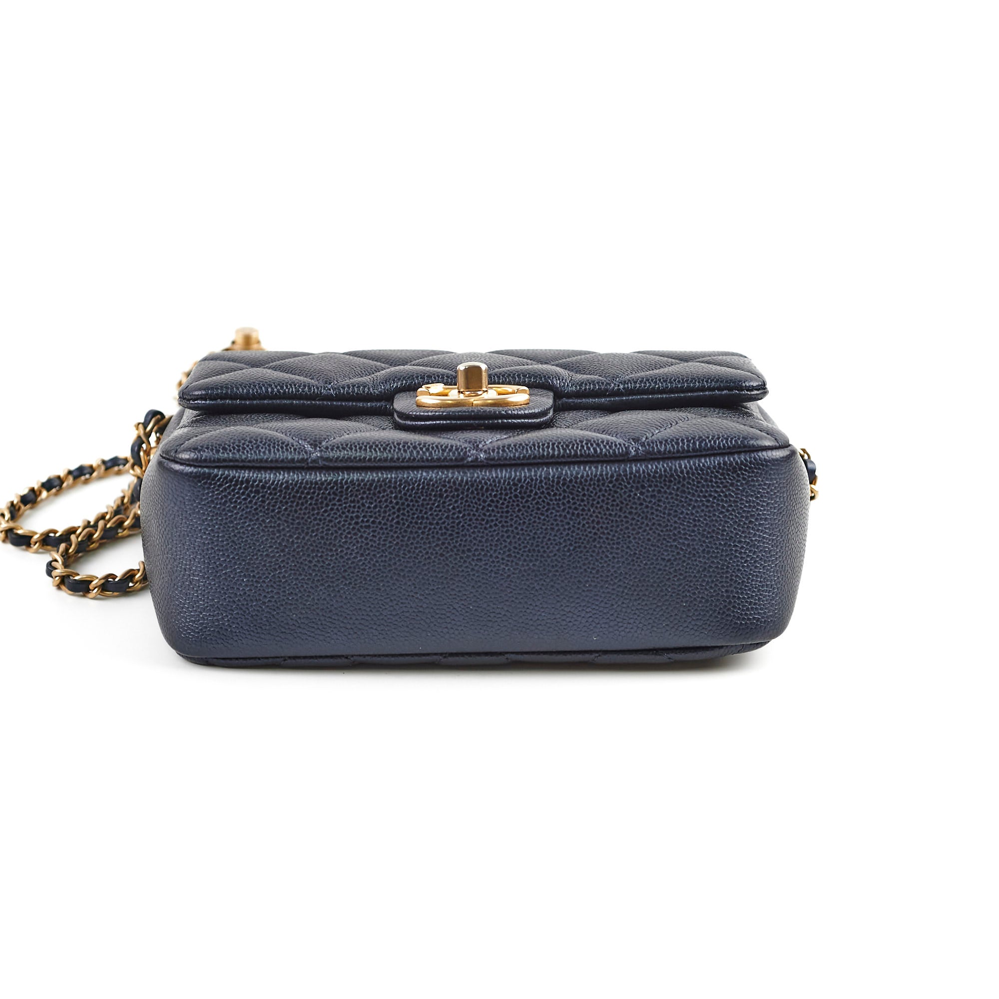 Chanel Seasonal Square Flap Bag Iridescent Black Caviar Leather with Microchip - Perfect for Evening Parties & Luxury Fashion Events