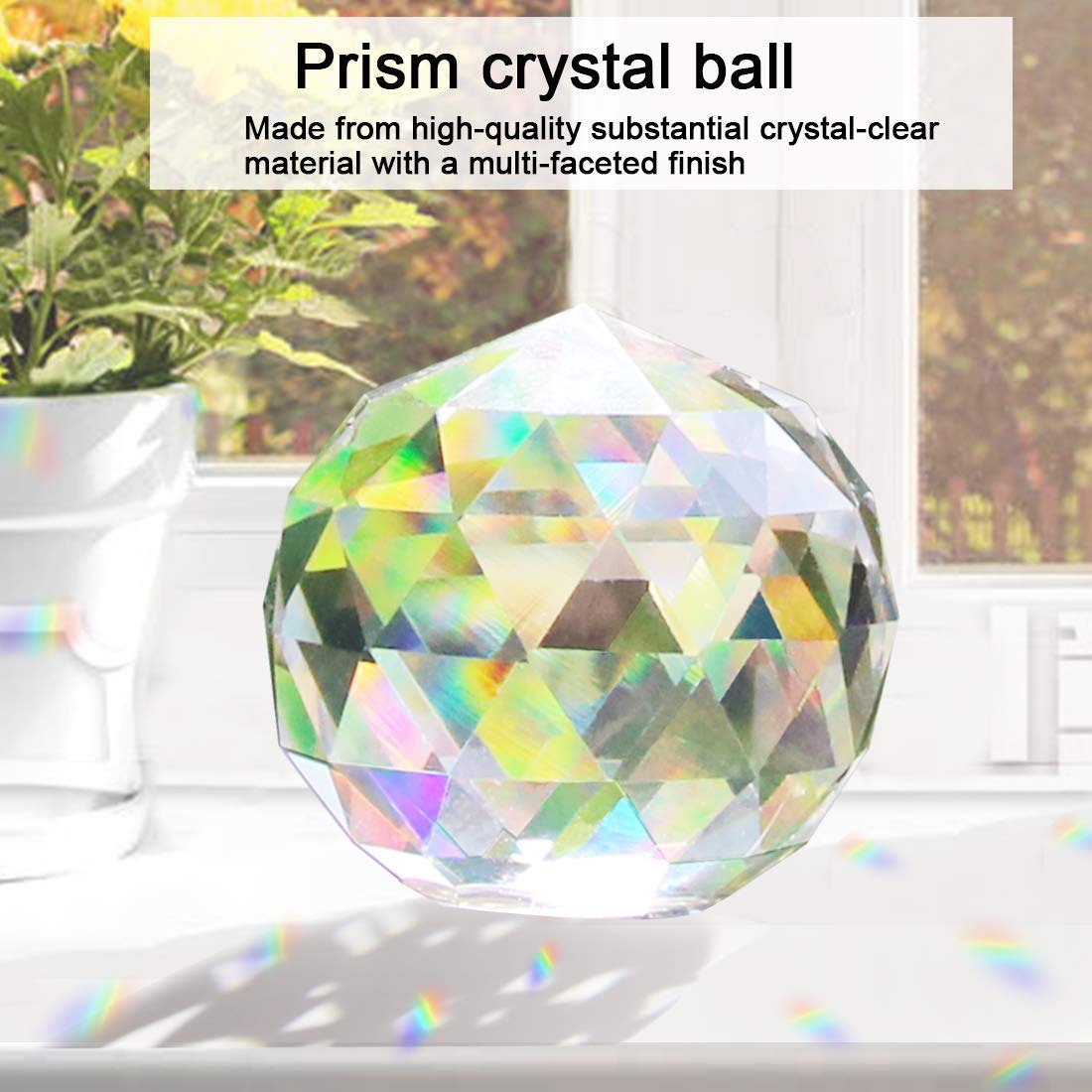 Crystal Ball Prism - 100mm (3.94 Inch) Clear Rainbow Maker Window Suncatcher for Home Decor, Feng Shui & Positive Energy - Perfect for Living Rooms, Bedrooms, Offices & Meditation Spaces