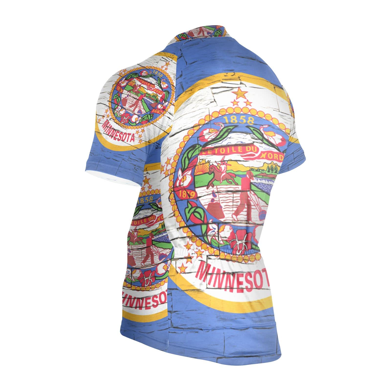Minnesota State Flag Men's Cycling Jersey - Breathable Short Sleeve Bike Shirt for Road & Mountain Biking - Perfect for Cycling, Commuting & Outdoor Sports