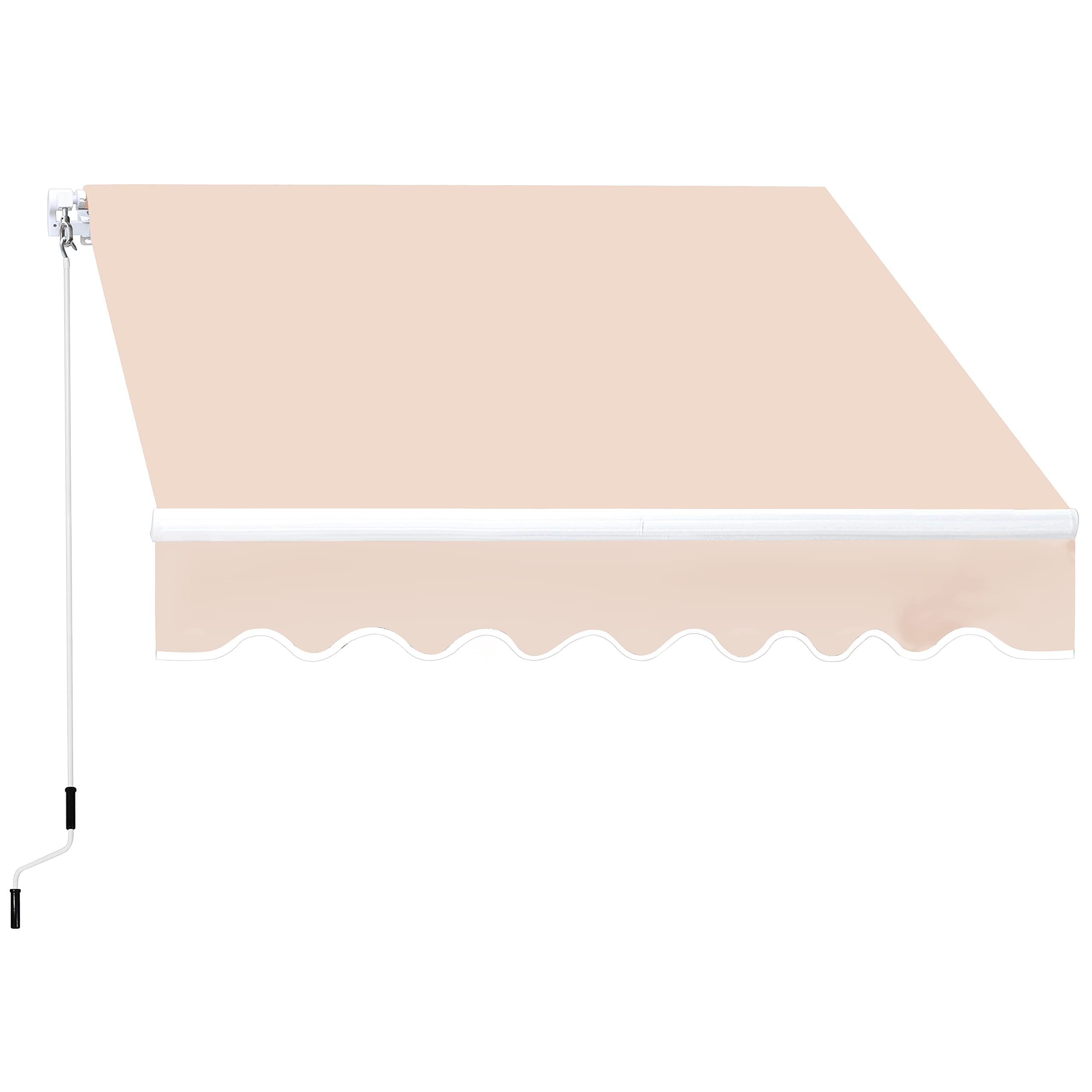 VEIKOU 8' x 7' Patio Awning with Adjustable Canopy - Aluminum Frame Sun Shade Shelter for Deck, Garden, Porch - Beige Outdoor Canopy for Relaxation & Backyard Parties