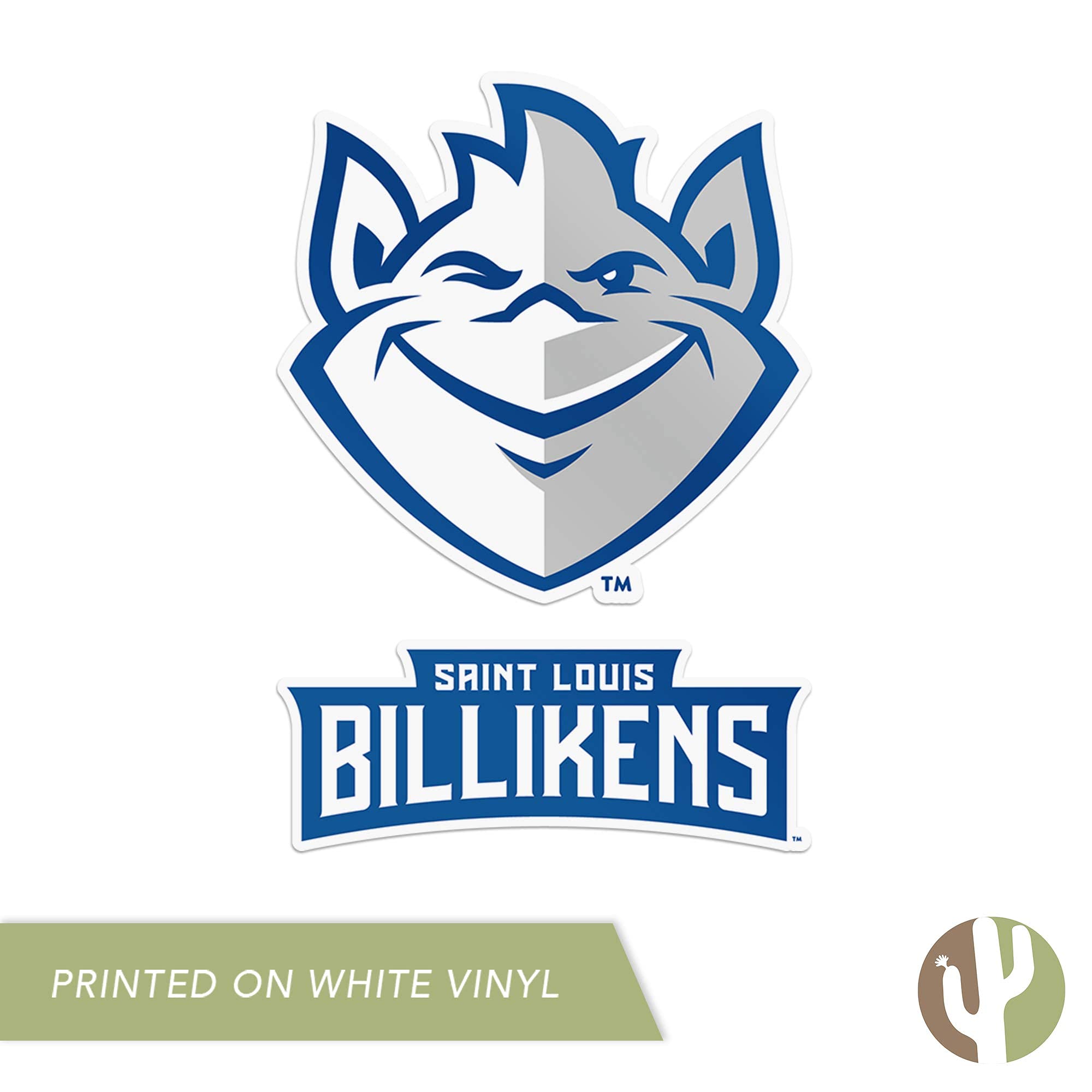 SLU Billikens Vinyl Decals - Desert Cactus Stickers for Laptop, Water Bottle, Car & Scrapbook (4 Inch Set, 12.2x9.61 Sheet) - Perfect for College Dorm Decor, School Spirit & Fan Gear
