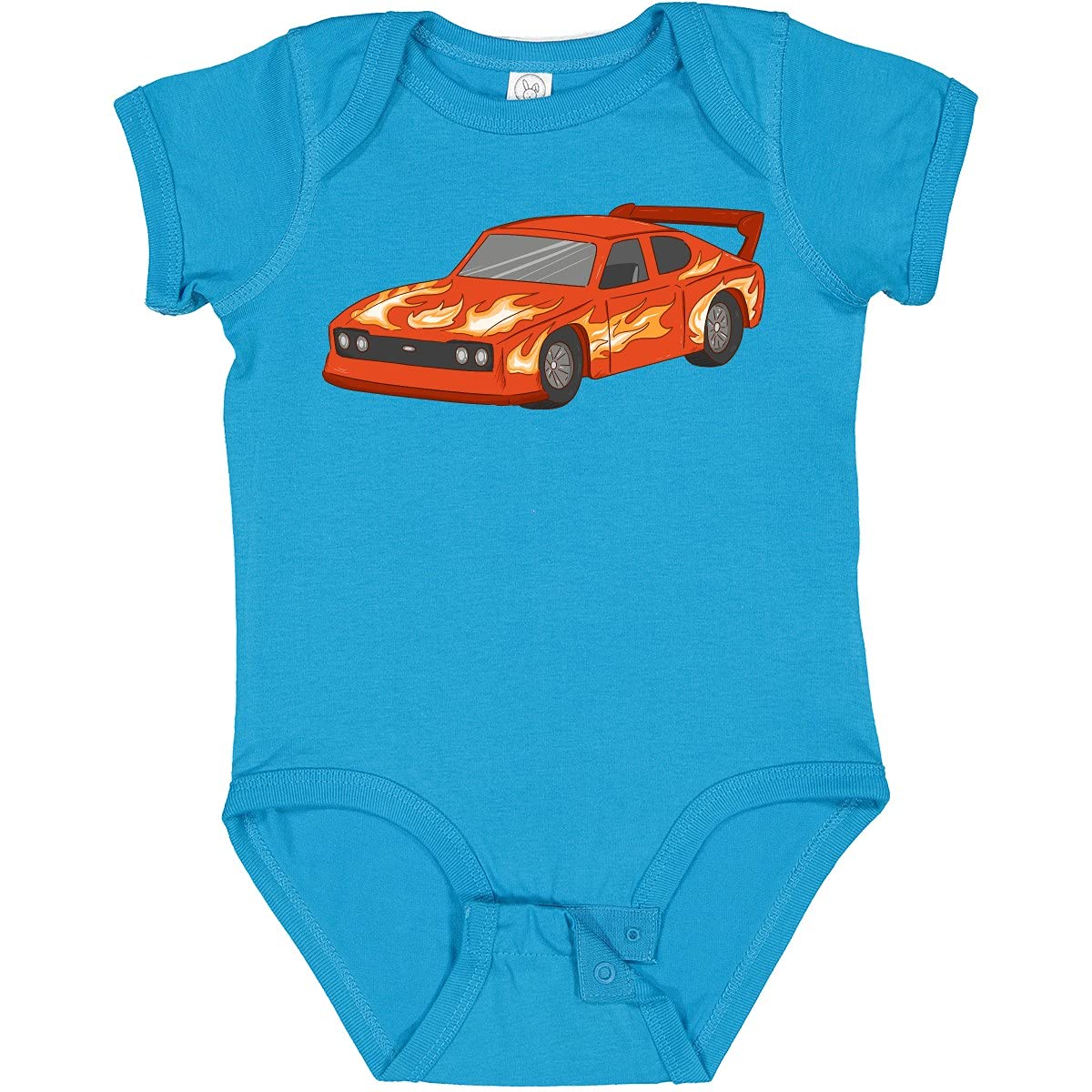 Inktastic Red Flames Race Car Baby Bodysuit - Soft Cotton Onesie for Infants & Toddlers - Perfect for Racing-Themed Parties, Photo Shoots & Everyday Play