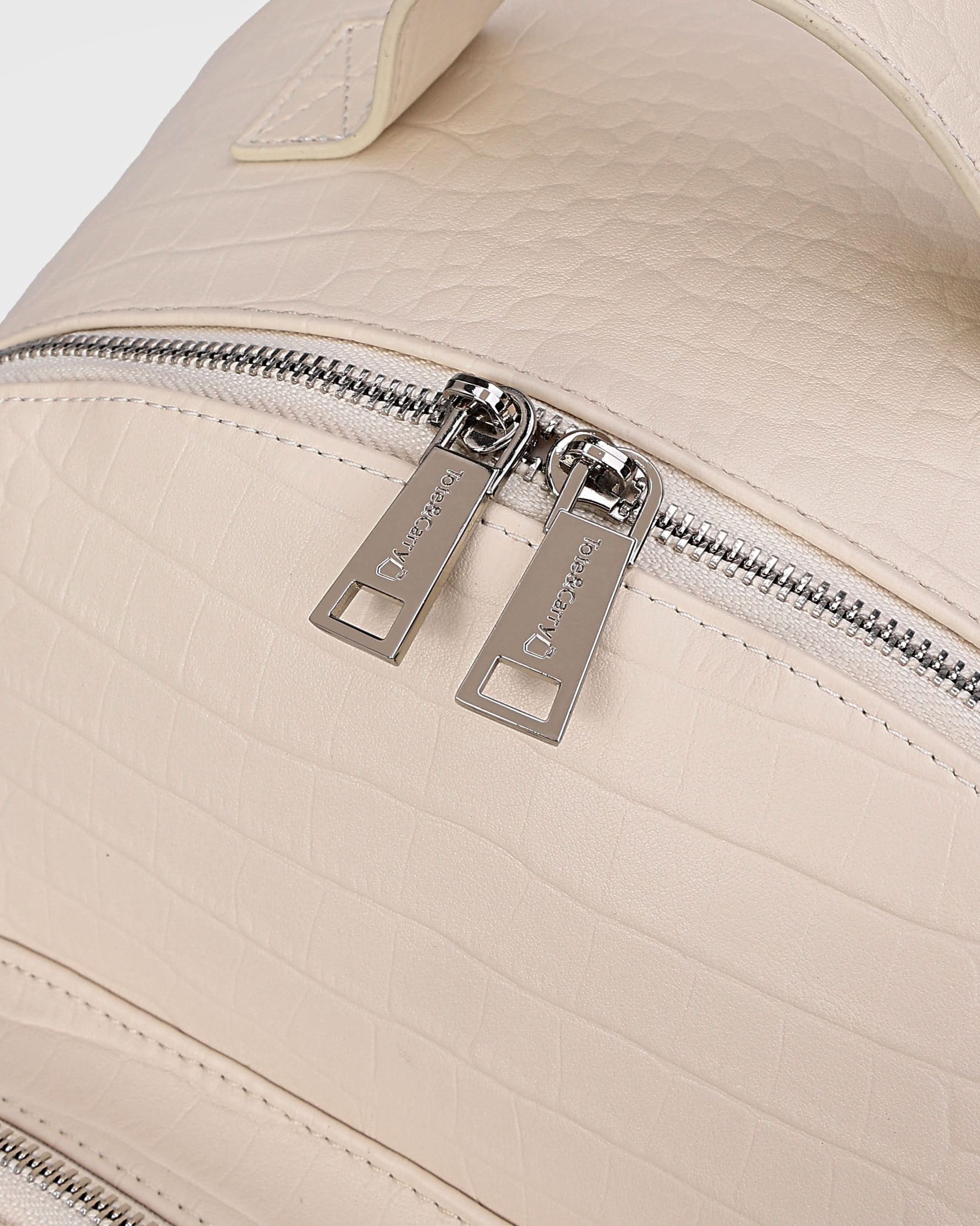 Premium Genuine Leather Backpack in Cream White - Stylish & Durable Travel Laptop Bag for Work, College & Outdoor Adventures