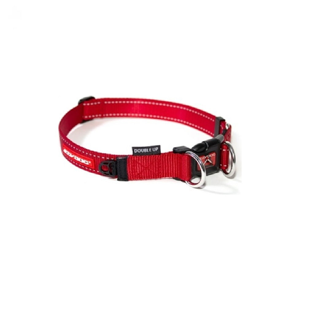 EzyDog Double Up Dog Collar - Adjustable & Durable Pet Collar for Medium to Large Dogs - Perfect for Walking, Training & Outdoor Adventures (Red)