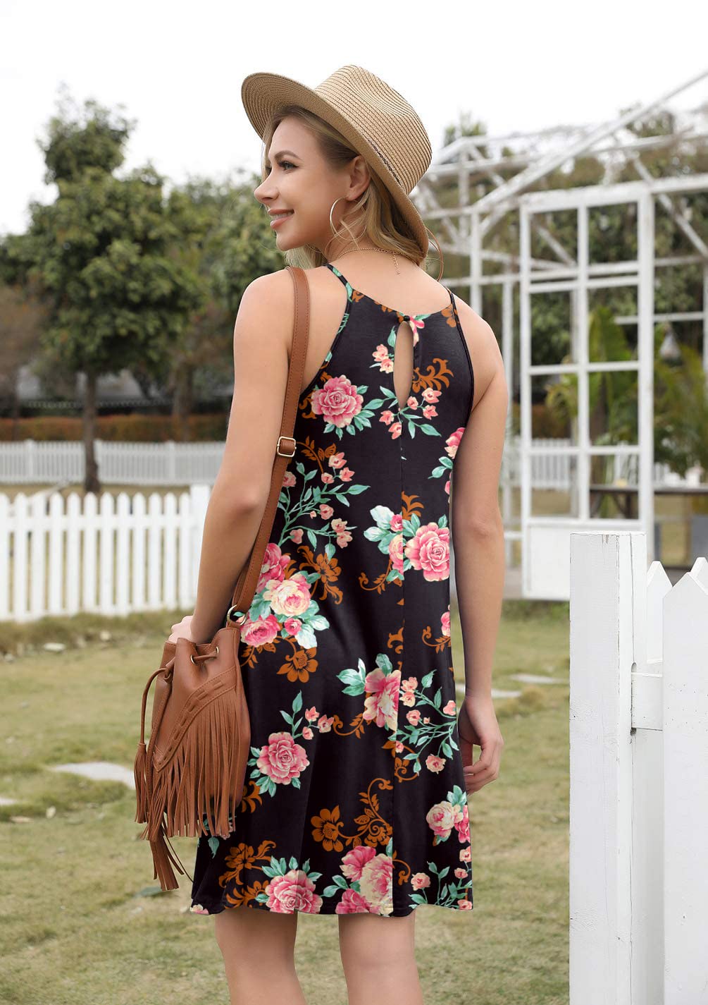 Feiersi Women's Floral Summer Beach Dress - Sleeveless Casual Loose Tank Sundress for Vacation, Pool Party & Outdoor Activities
