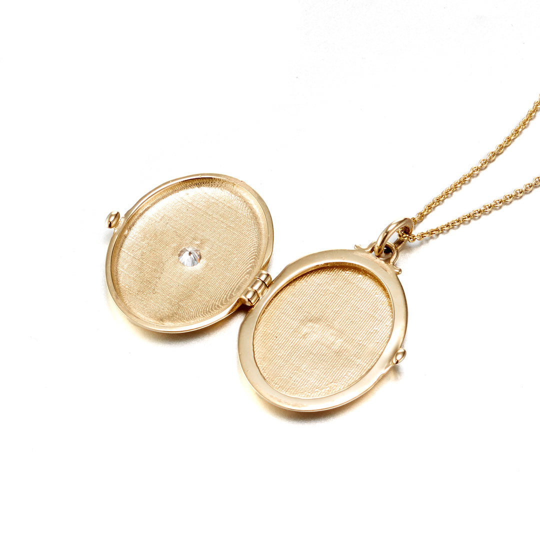Single Diamond Locket Necklace - Elegant 14K Gold Pendant for Women | Perfect for Valentine's Day, Anniversary & Special Occasion Gifts