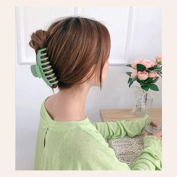 **Secure Fire Big Hair Claw Clips – 4.3 Inch Matte Large Hair Clips for Women & Girls – Strong Hold Non-Slip Banana Jaw Clips – 6 Pack (6 Colors) – Perfect for Thick Hair, Ponytails, and Updos**