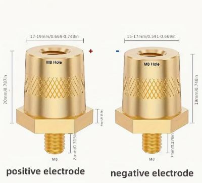 Premium M8 Hex Stud Battery Terminal Connectors - Copper Positive & Negative Pair (2PCS) - Ideal for Car, Boat & RV Battery Connections