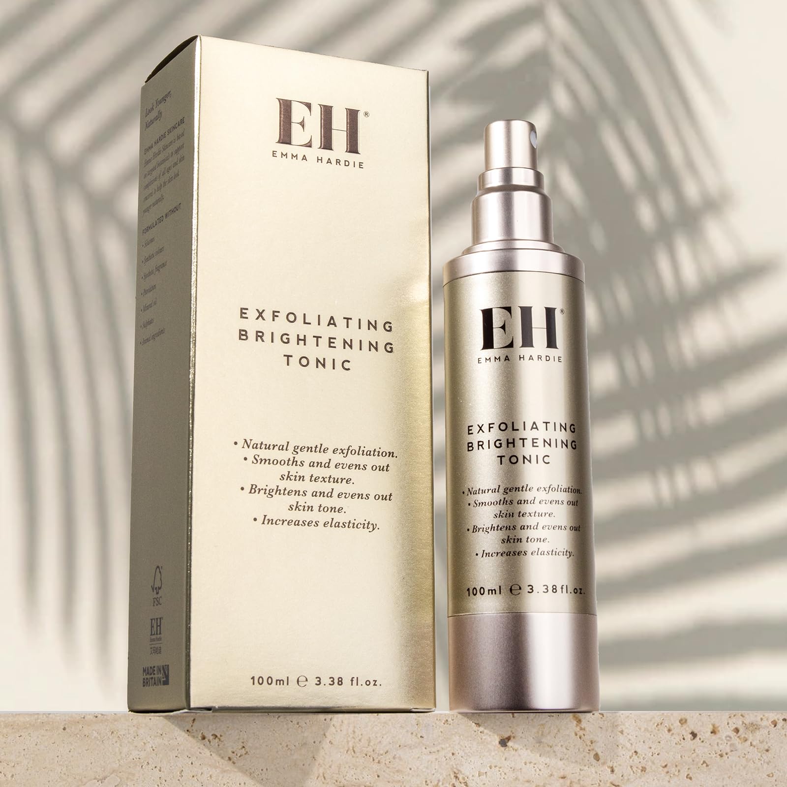 Emma Hardie 100ml Exfoliating Brightening Tonic with AHA & BHA - Anti-Aging Face Toner for Sensitive Skin, Reduces Wrinkles & Boosts Elasticity, Vegan & Cruelty Free - Perfect for Daily Skincare Routine & Post-Cleansing Treatment