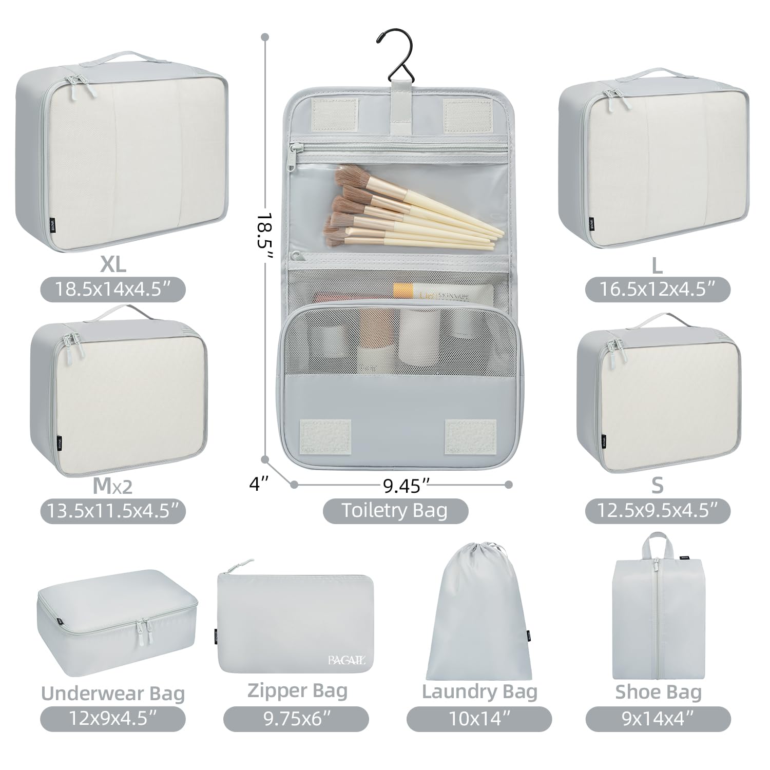 BAGAIL 8-Piece/10-Piece Travel Packing Cubes Set - Lightweight Luggage Organizers with Multiple Sizes for Suitcases, Carry-Ons & Backpacks - Perfect for Business Trips, Vacations & Weekend Getaways