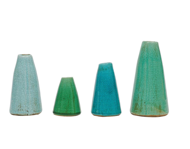 Handmade Green & Blue Terracotta Vases - Decorative Plant Pots for Home & Garden Decor - Perfect for Succulents, Flowers & Indoor Plants