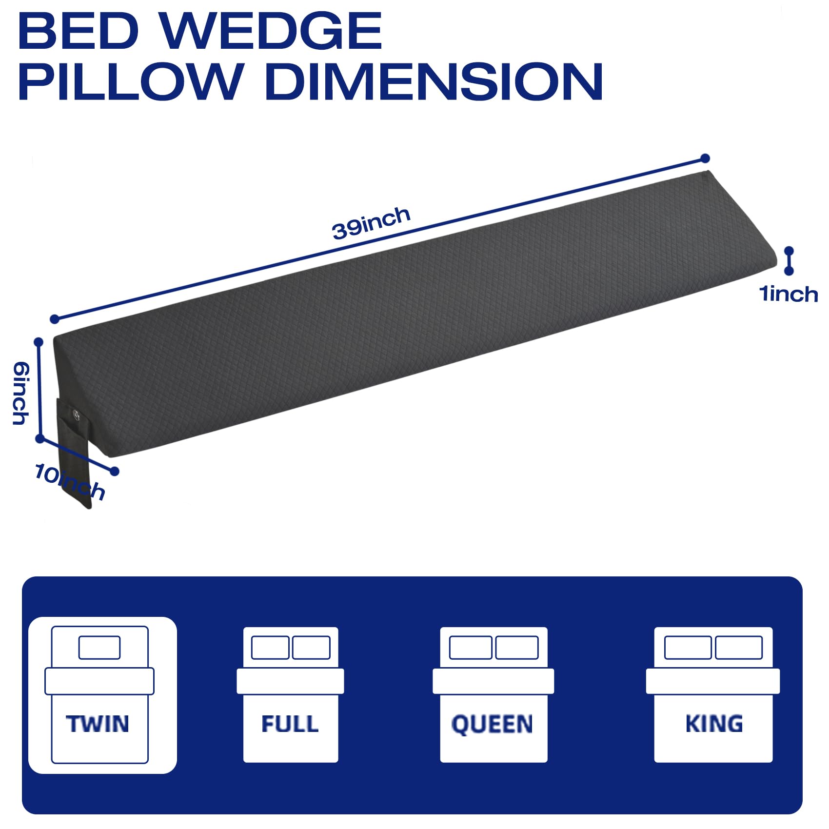Twin Bed Wedge Pillow - Headboard Gap Filler (0-8