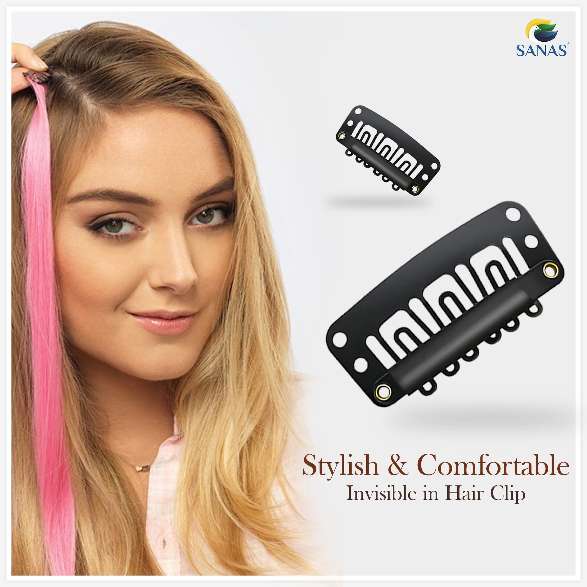 40pcs Black Hair Extension Clips for Women & Men - Secure Wig Clips with Safety Pins for Dupatta Setting, Hair Patches, and Clip-in Extensions - Perfect for Cosplay, Daily Styling, and Special Occasions
