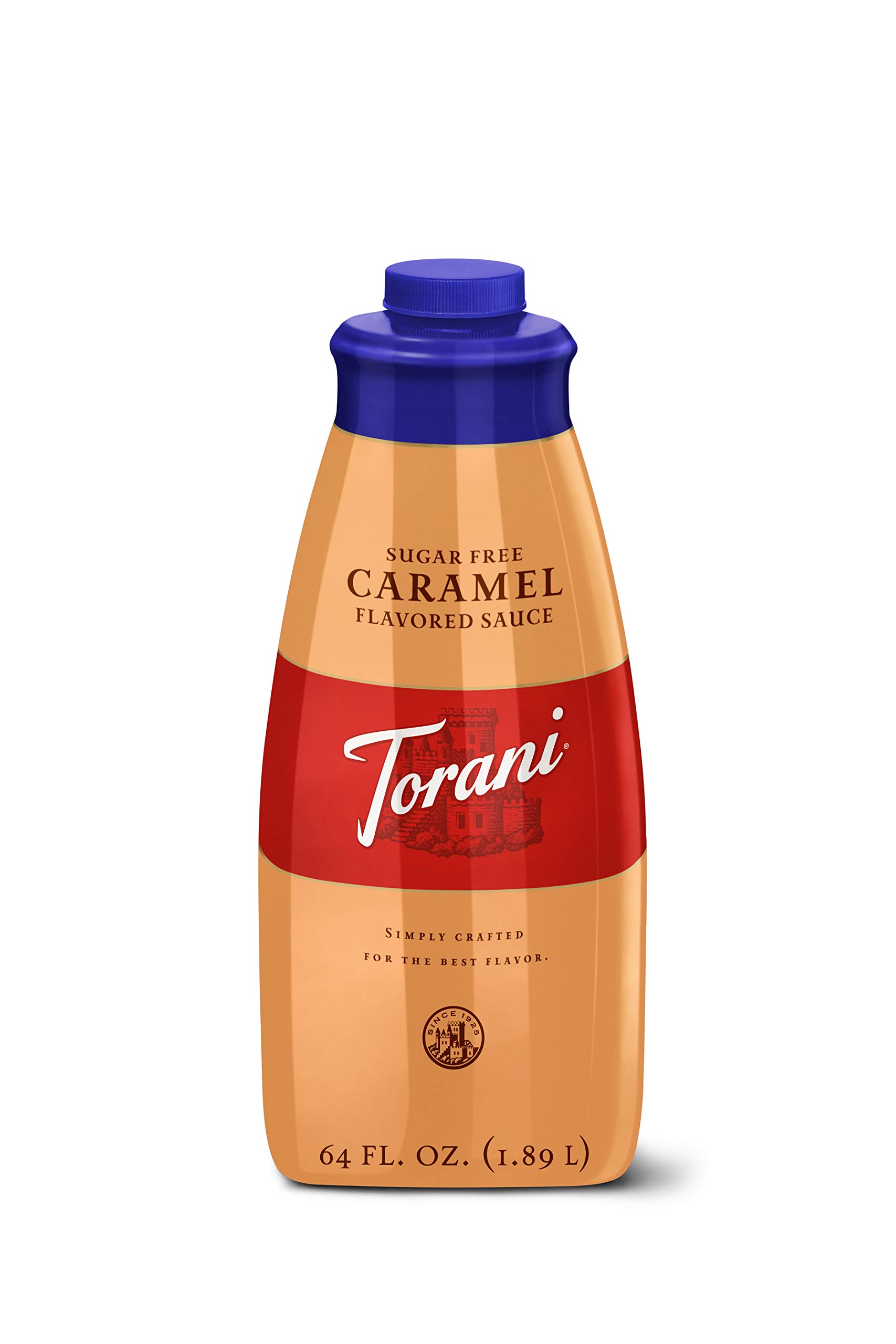 Torani Sugar Free Caramel Sauce - 64 Oz (1.89L) | Keto-Friendly, Low-Calorie Syrup for Coffee, Desserts & Baking | Perfect for Diabetics & Weight Loss