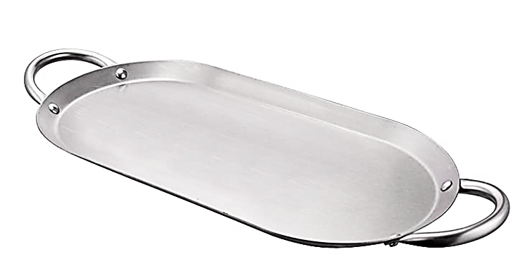 Stainless Steel 22x13 Inch (56x33cm) Oval Griddle Pan - Professional Non-Stick Comal for Tacos, Fajitas & Pancakes - Perfect for Outdoor Cooking & Camping