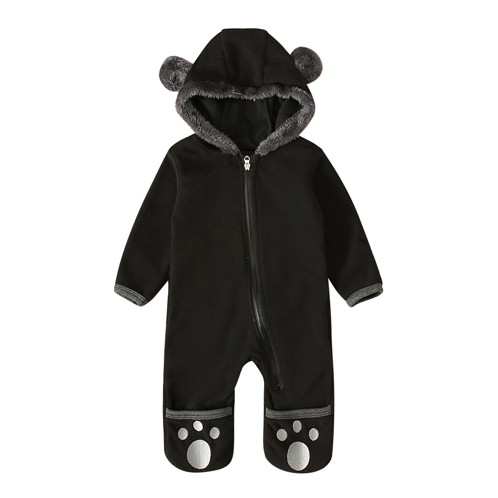 **Adorable Infant Fleece Jumpsuit with Cartoon Ears - Warm Winter Romper for Baby Girls & Boys - Perfect for Newborns, Playtime & Outdoor Adventures**