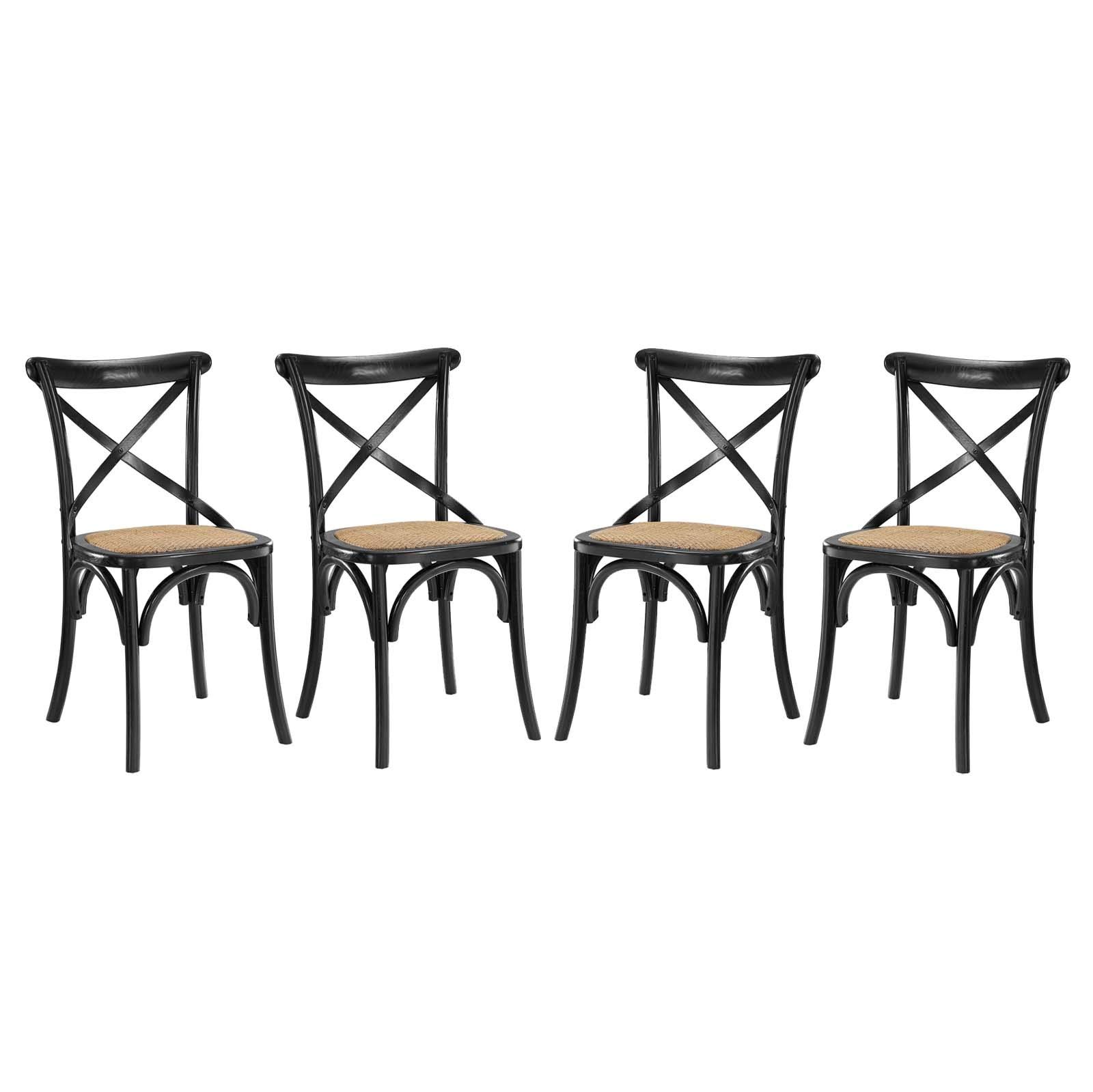 Modern Contemporary Urban Design Dining Kitchen Room Side Chair - Set of 4 Wooden Black Chairs for Dining Room, Kitchen, Breakfast Nook & Home Office