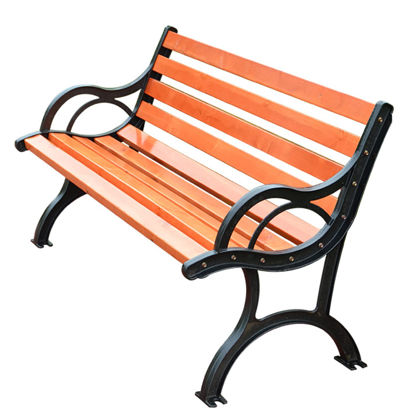 **47in Rust-Resistant Wood & Iron Garden Bench for Outdoor Patio, Porch, Yard – Durable Hardwood & Cast Iron Furniture for Relaxing in Parks, Gardens, and Backyards**