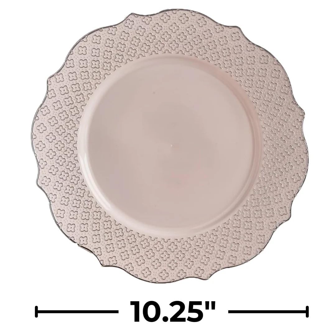 Elegant Rose Gold Disposable Plastic Plates (10-Pack) - Heavy Duty 10.25