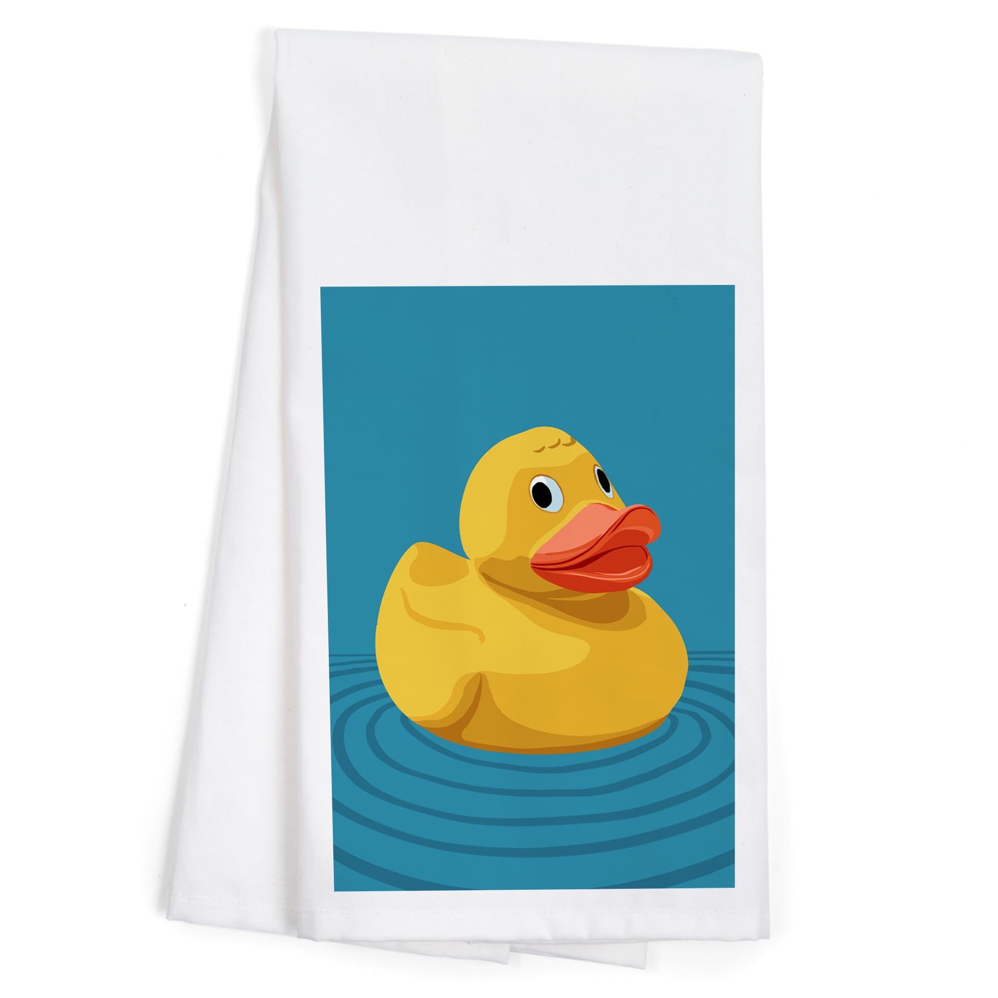 Rubber Duck Letterpress Cotton Tea Towel - 100% Cotton Decorative Hand Towel for Kitchen & Home Decor | Perfect for Dish Drying, Gift Giving & Farmhouse Style Decor