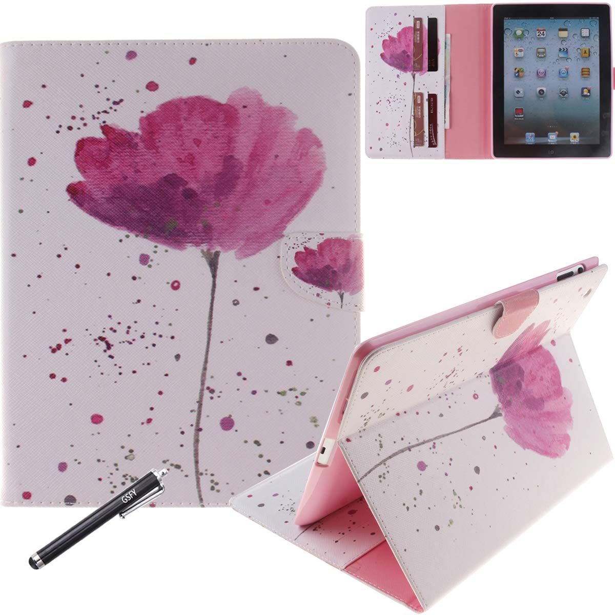 Premium PU Leather Magnetic Flip Wallet Case with Kickstand & Auto Sleep/Wake for iPad 2/3/4 - Orchid | Slim Protective Cover for Apple iPad | Perfect for Work, Travel & Home Use