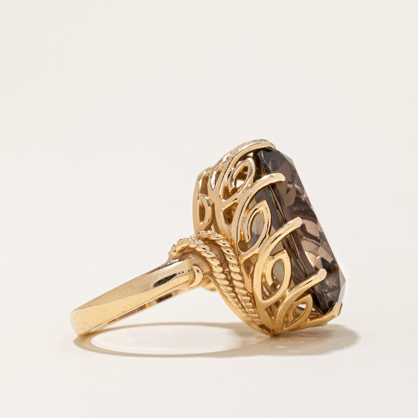 12.96ct Smoky Quartz Cocktail Ring - Size 6.75 | Elegant Statement Jewelry for Evening Parties & Special Occasions