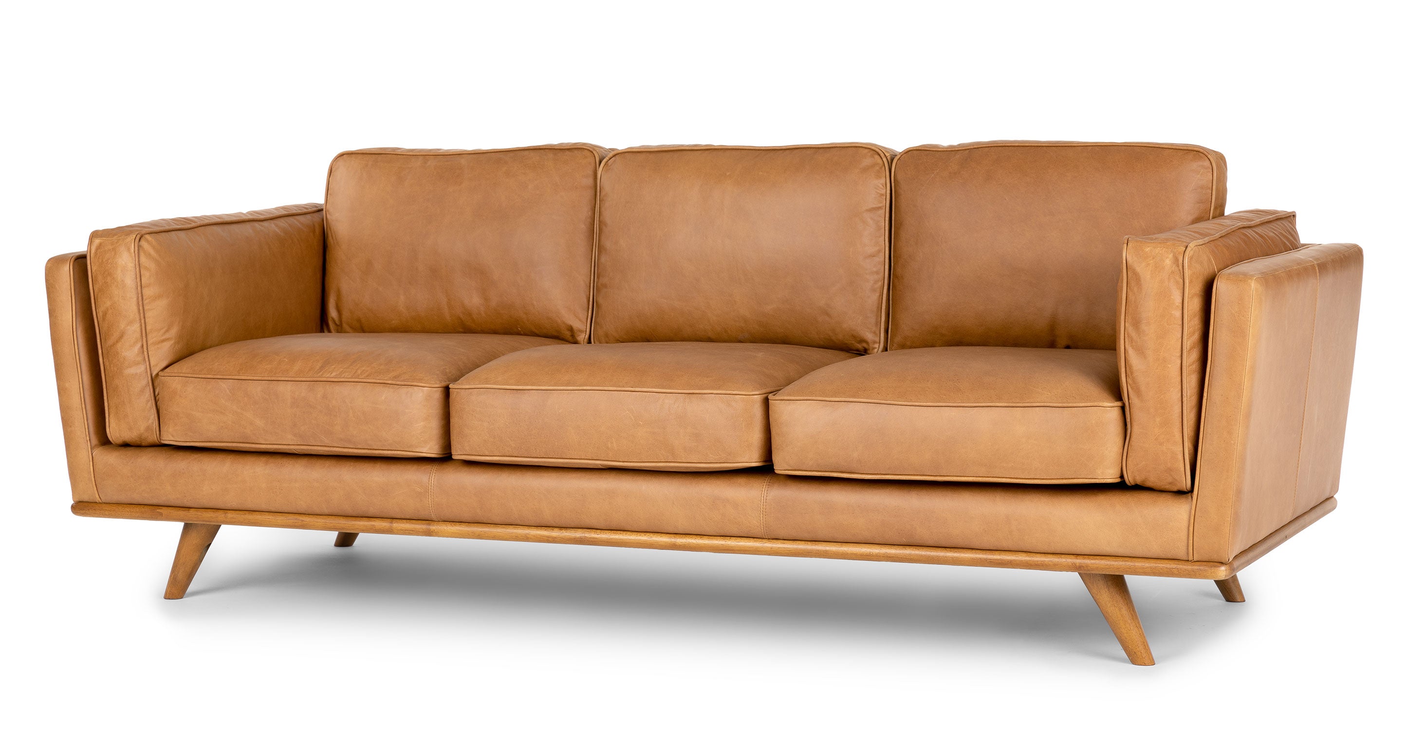 Luxury Tan Finish Leather Sofa for Living Room - White Rock | Edmonton Furniture Store | Perfect for Modern Home & Office Decor