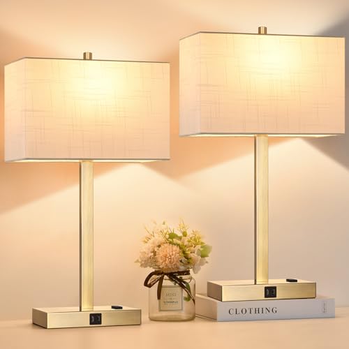 White Linen & Brass (Base)-Two 2700K Bulbs Included
