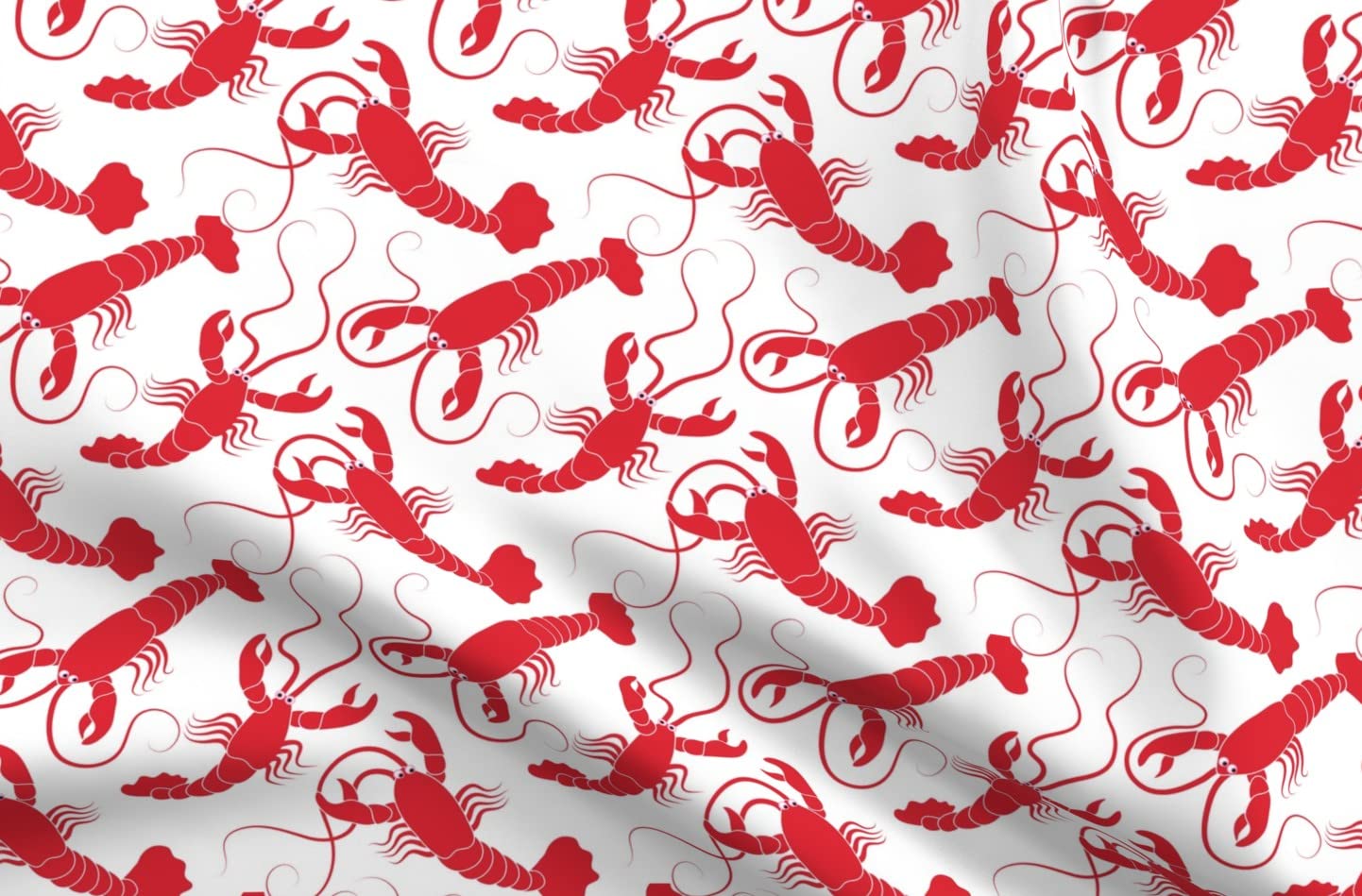 Lobster Ocean Seafood Printed Minky Fabric - Soft Plush Fat Quarter for Sewing Baby Blankets, Quilt Backing & DIY Crafts - Perfect for Nursery Decor, Coastal Themed Projects & Gift Making