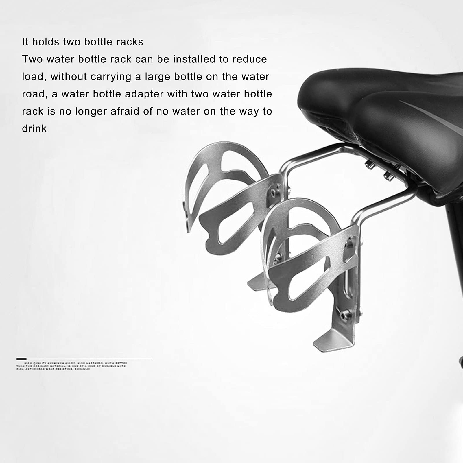 Keenso Bike Water Bottle Cage - Seat Post Mount Double Bottle Holder Adapter with Spare Parts (Black) | Perfect for Road Bikes, Mountain Bikes & Cycling Accessories