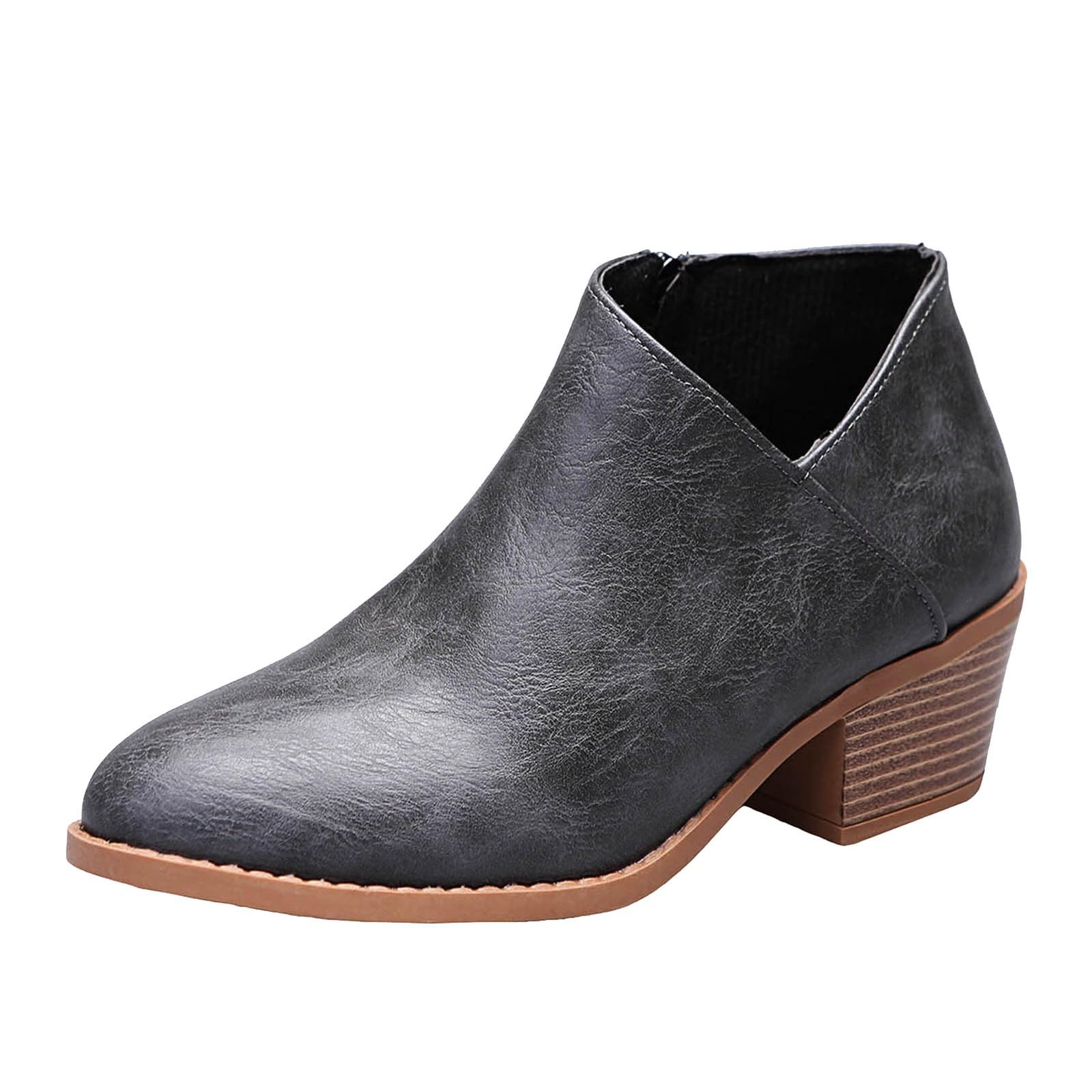 **Fashionable Women's Cowboy Boots - Pull On Ankle Western Boots with Side Zipper, Block Heel for Fall & Winter | Perfect for Country Rides, Festivals & Casual Outfits**