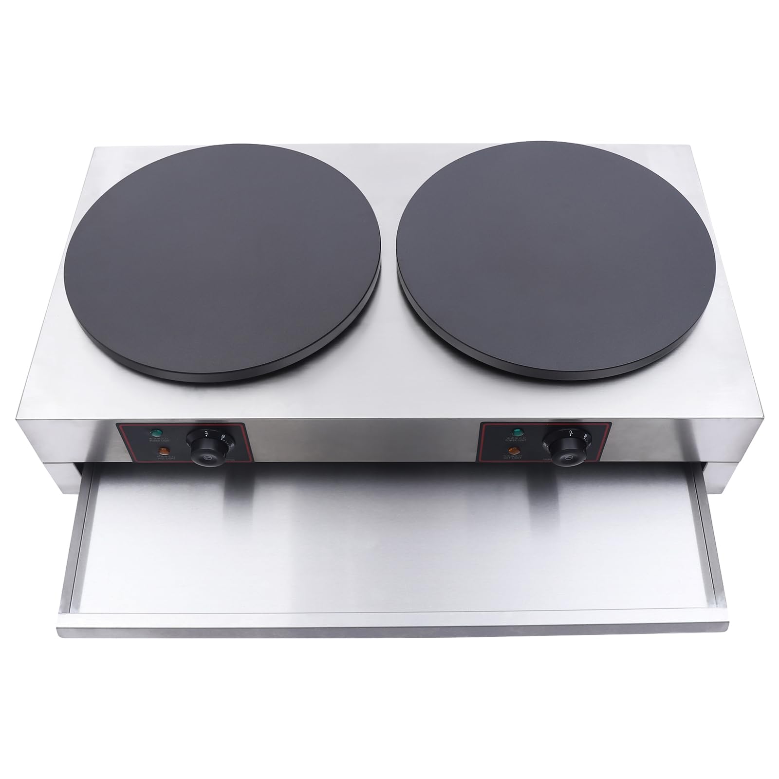 Commercial Electric Crepe Maker - 2-Burner Non-Stick Pancake Machine with Temperature Control, 3400W 110V for Restaurants, Cafes & Dessert Shops - Perfect for Making Crepes, Pancakes & Waffles at Home or Business
